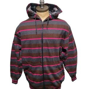 NWT Pacific Polo Club Hoodie Unisex L Multicolor Stripe Heavyweight Full …